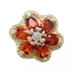 B2307 14K SLIDE WITH DIAMOND CENTER/FLOWER DESIGN 